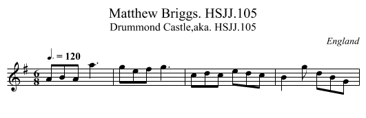 Matthew Briggs. HSJJ.105 - staff notation