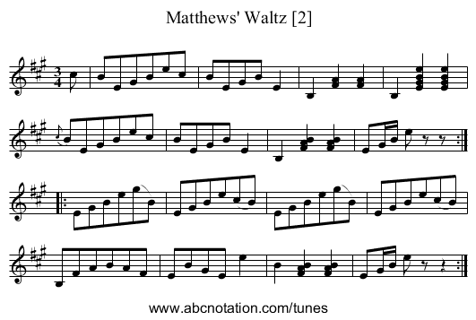 Matthews' Waltz [2] - staff notation