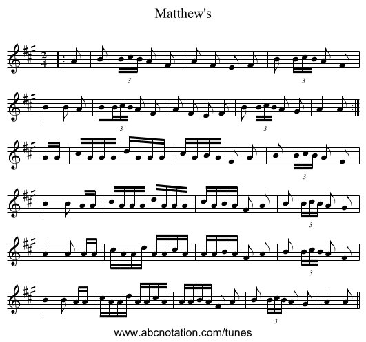 Matthew's - staff notation
