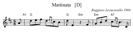 Mattinata   [D] - staff notation