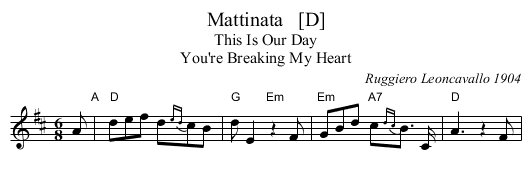 Mattinata   [D] - staff notation