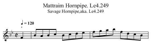 Mattraim Hornpipe. Le4.249 - staff notation