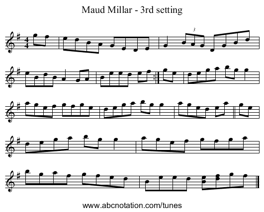 Maud Millar - 3rd setting - staff notation