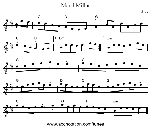 Maud Millar - staff notation