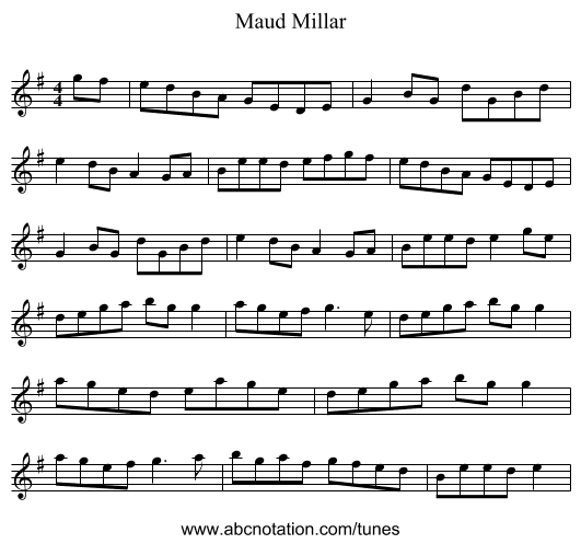 Maud Millar - staff notation