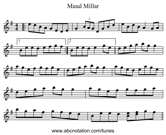 Maud Millar - staff notation