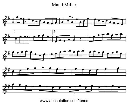 Maud Millar - staff notation