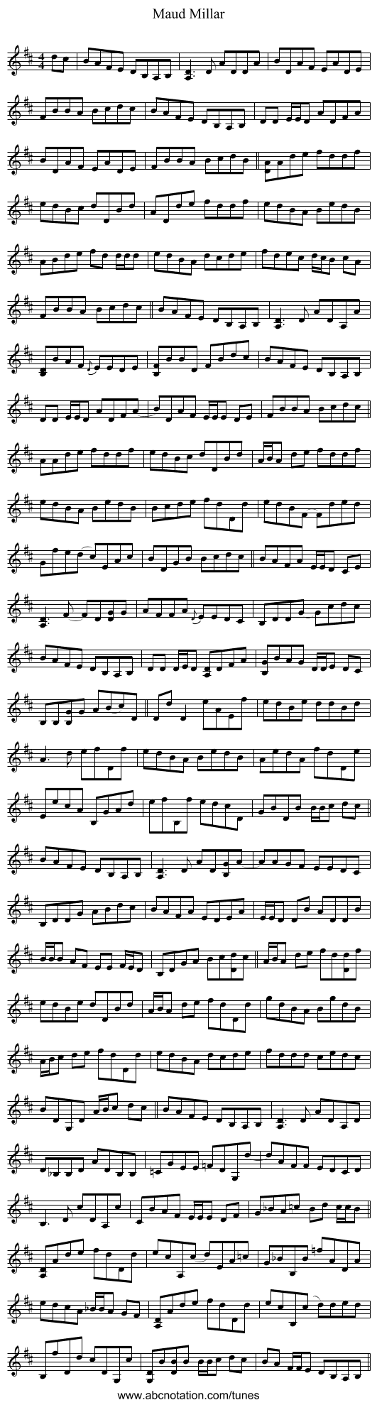 Maud Millar - staff notation