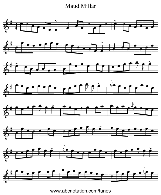 Maud Millar - staff notation