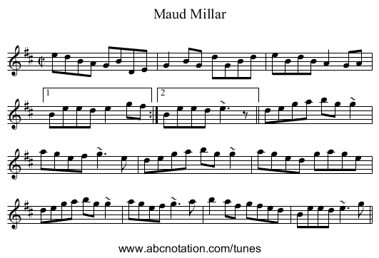 Maud Millar - staff notation