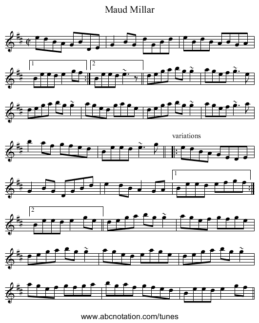Maud Millar - staff notation