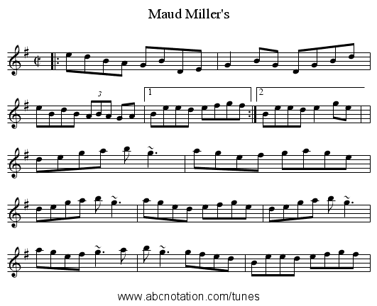 Maud Miller's - staff notation