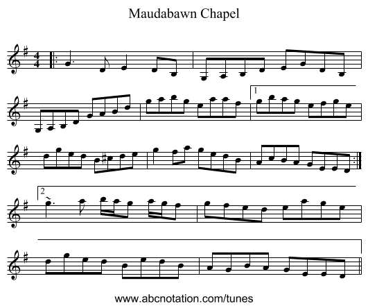 Maudabawn Chapel - staff notation
