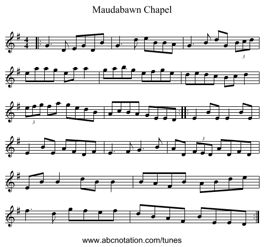 Maudabawn Chapel - staff notation