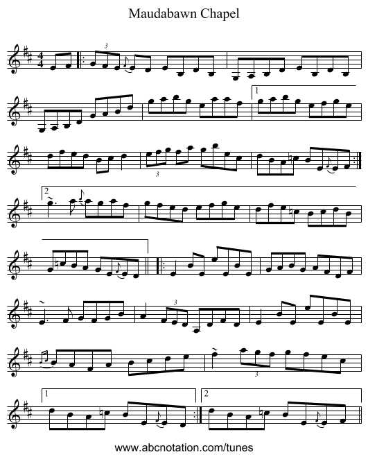 Maudabawn Chapel - staff notation