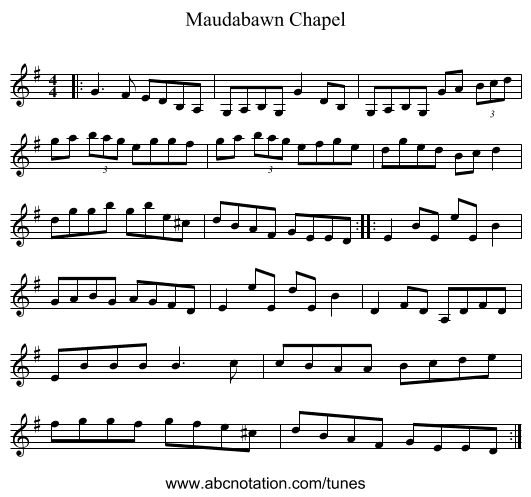 Maudabawn Chapel - staff notation