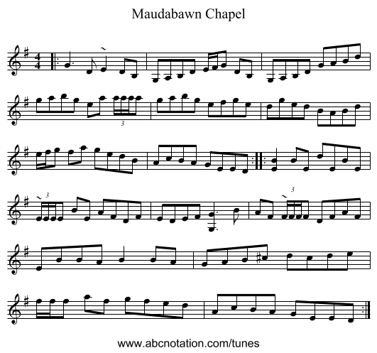 Maudabawn Chapel - staff notation