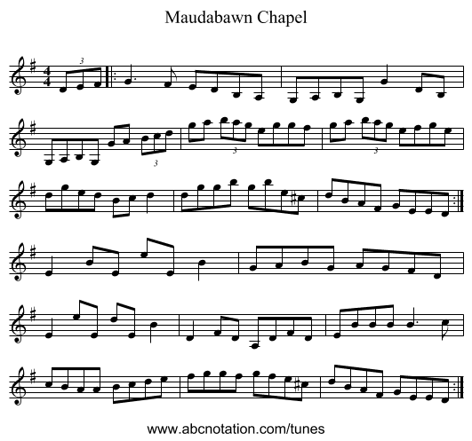 Maudabawn Chapel - staff notation