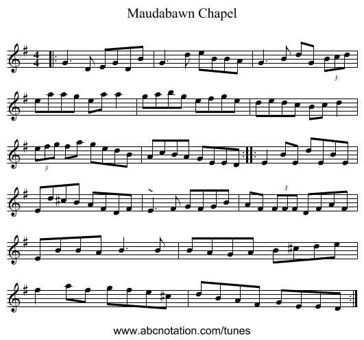 Maudabawn Chapel - staff notation