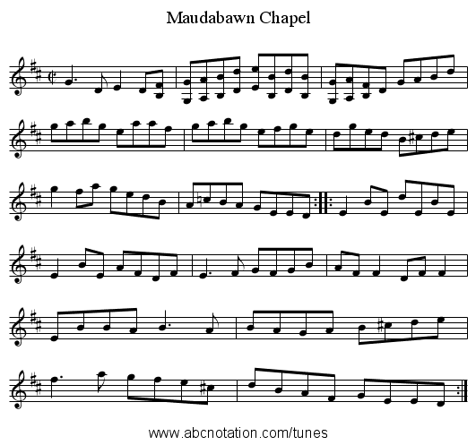 Maudabawn Chapel - staff notation