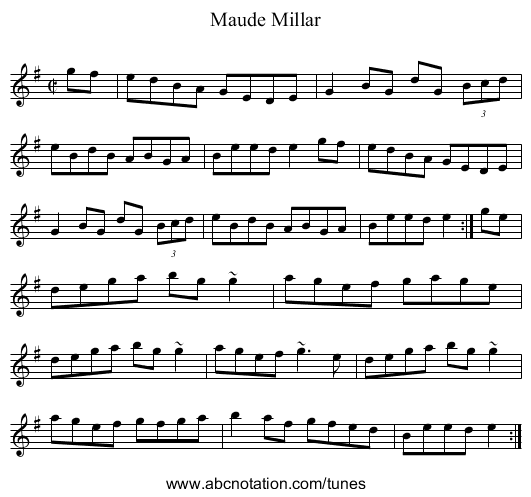 Maude Millar - staff notation