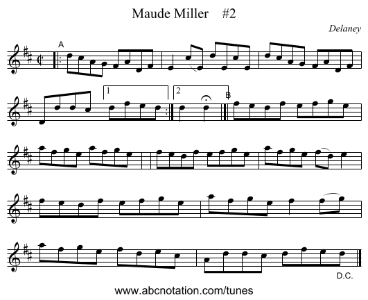 Maude Miller #2 - staff notation