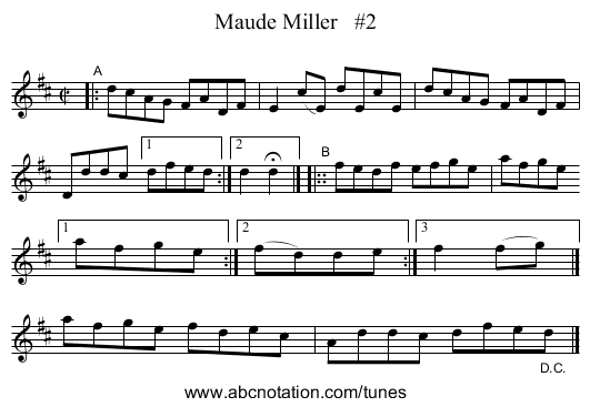 Maude Miller #2 - staff notation
