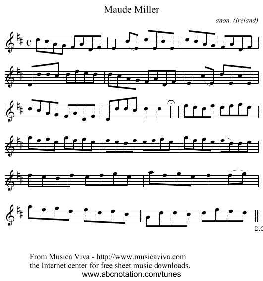 Maude Miller - staff notation