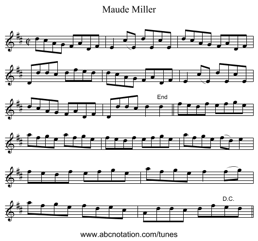 Maude Miller - staff notation