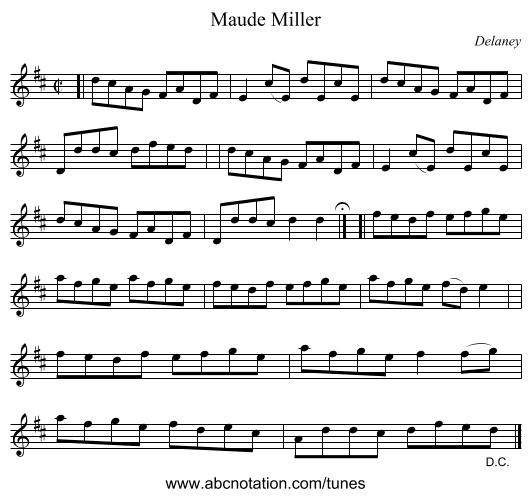 Maude Miller - staff notation