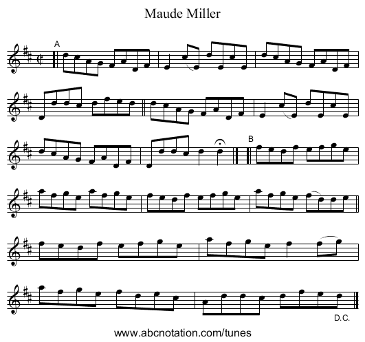 Maude Miller - staff notation