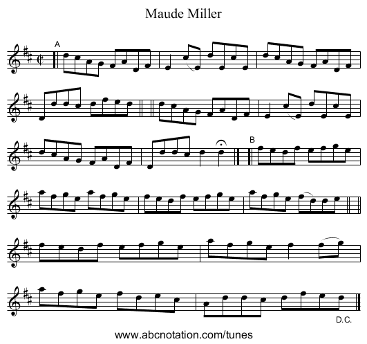 Maude Miller - staff notation