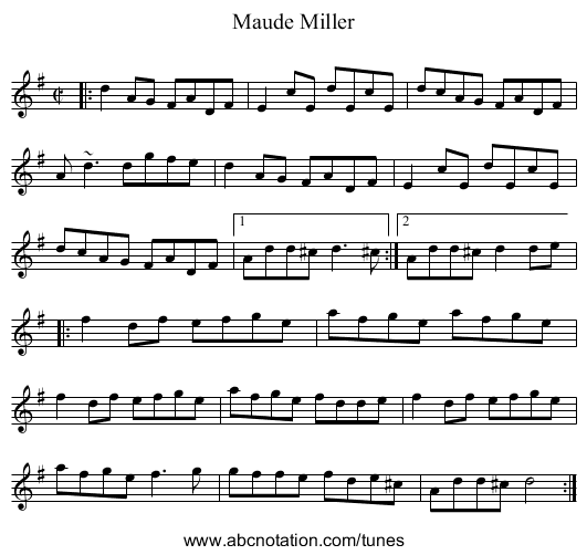 Maude Miller - staff notation