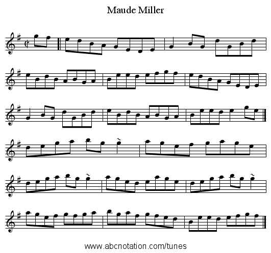 Maude Miller - staff notation