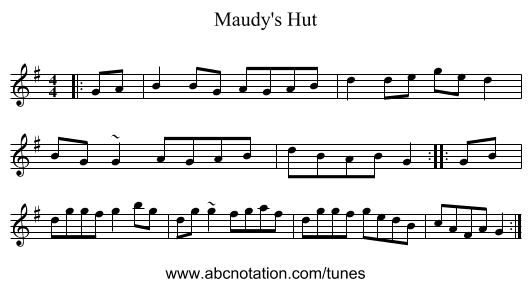 Maudy's Hut - staff notation