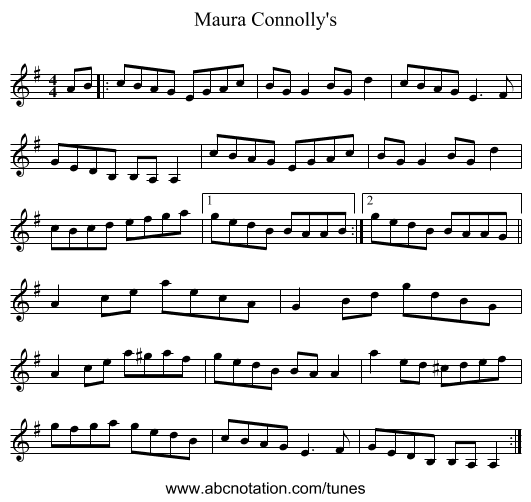 Maura Connolly's - staff notation