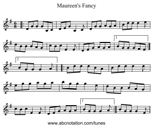 Maureen's Fancy - staff notation