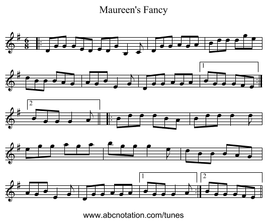 Maureen's Fancy - staff notation
