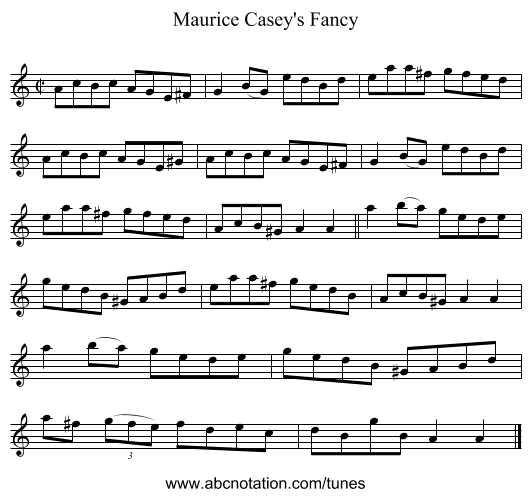 Maurice Casey's Fancy - staff notation