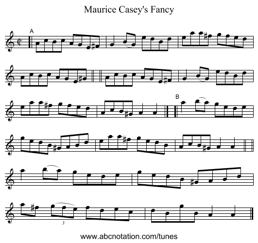 Maurice Casey's Fancy - staff notation