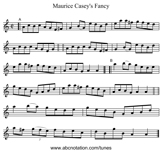 Maurice Casey's Fancy - staff notation