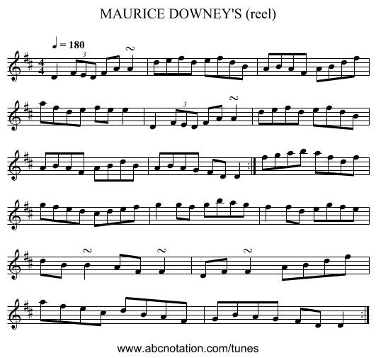 MAURICE DOWNEY'S (reel) - staff notation