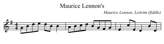 Maurice Lennon's - staff notation