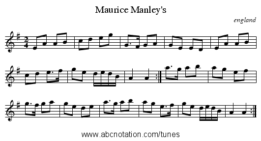 Maurice Manley's - staff notation