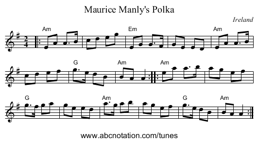 Maurice Manly's Polka - staff notation