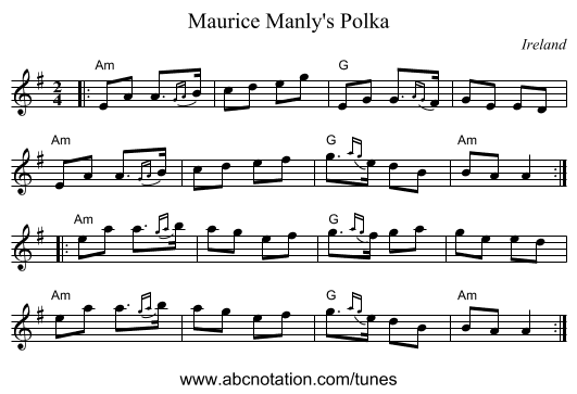 Maurice Manly's Polka - staff notation