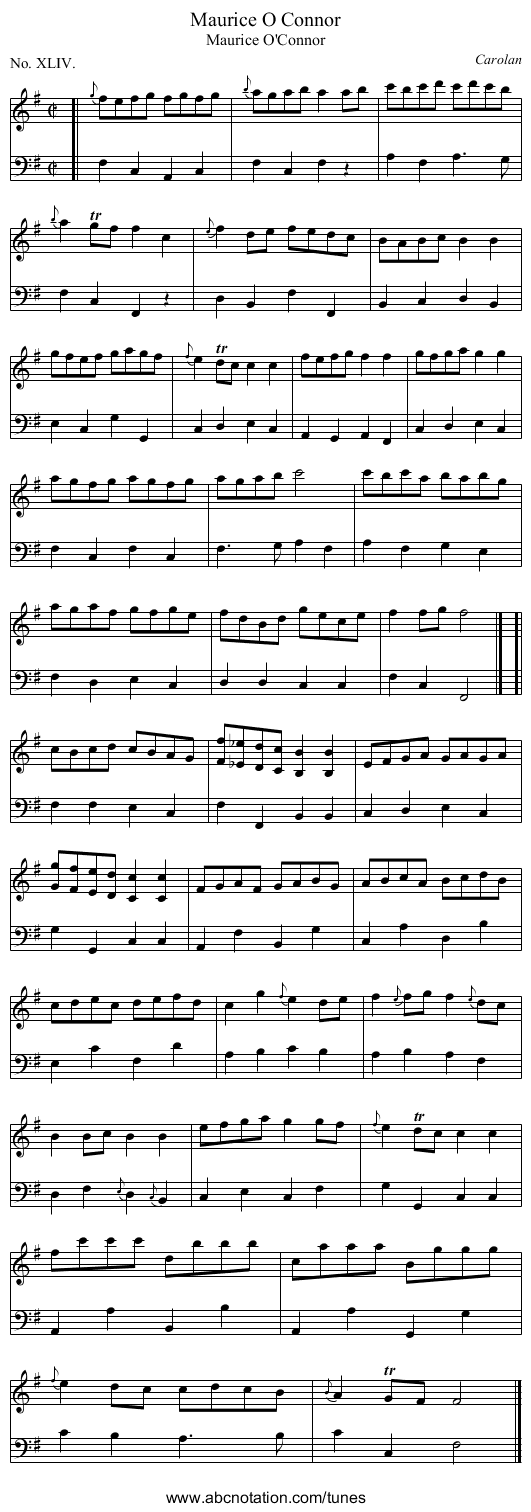 Maurice O Connor - staff notation