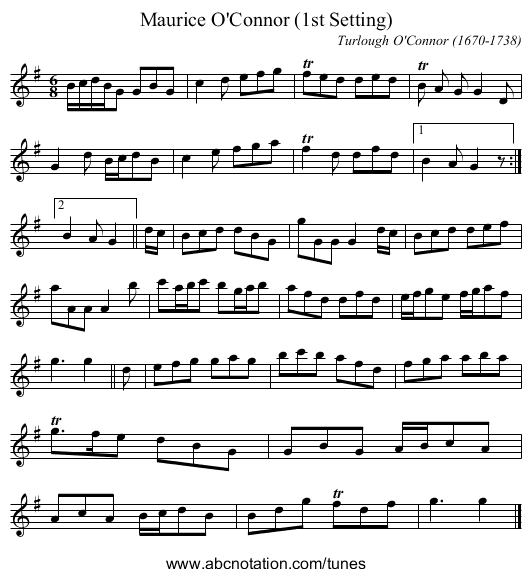 Maurice O'Connor (1st Setting) - staff notation
