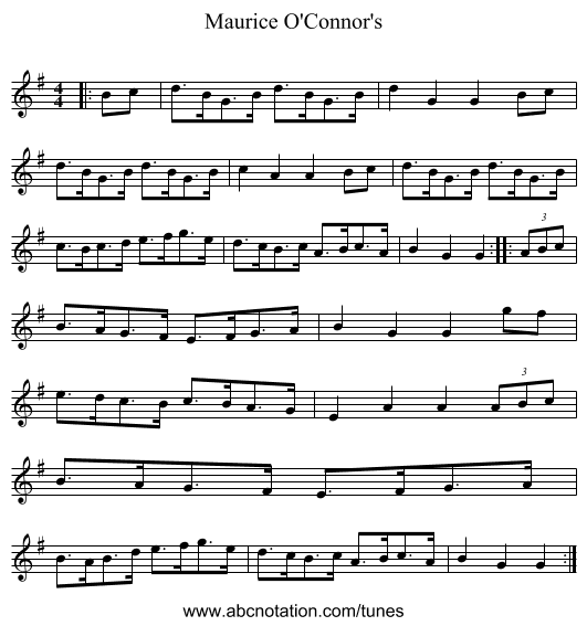 Maurice O'Connor's - staff notation