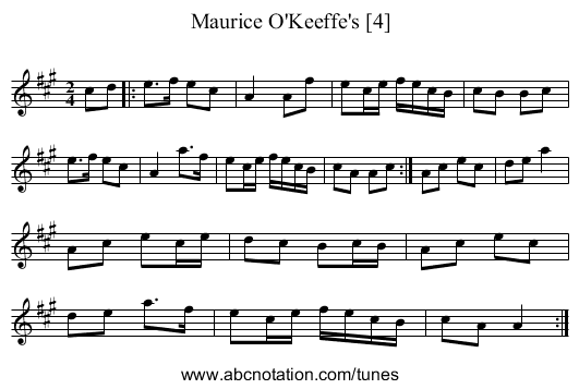 Maurice O'Keeffe's [4] - staff notation